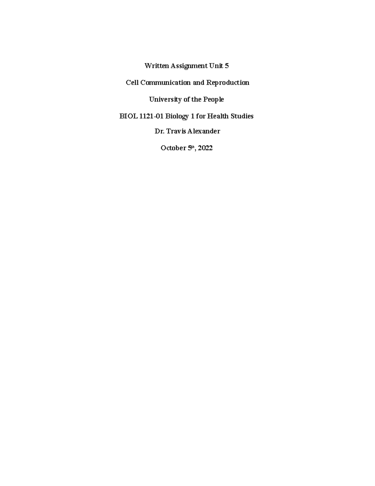 Bio Unit 5 Written Assignment - Written Assignment Unit 5 Cell ...
