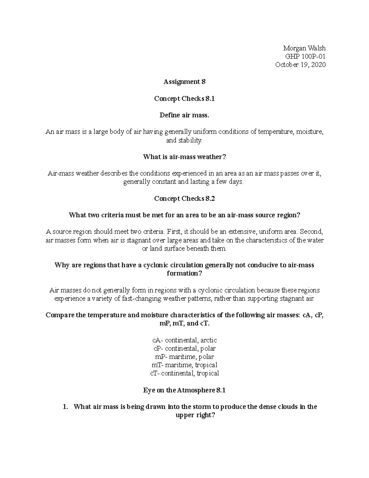 Assignment 8 - Reading questions with answers - Morgan Walsh GHP 100P ...