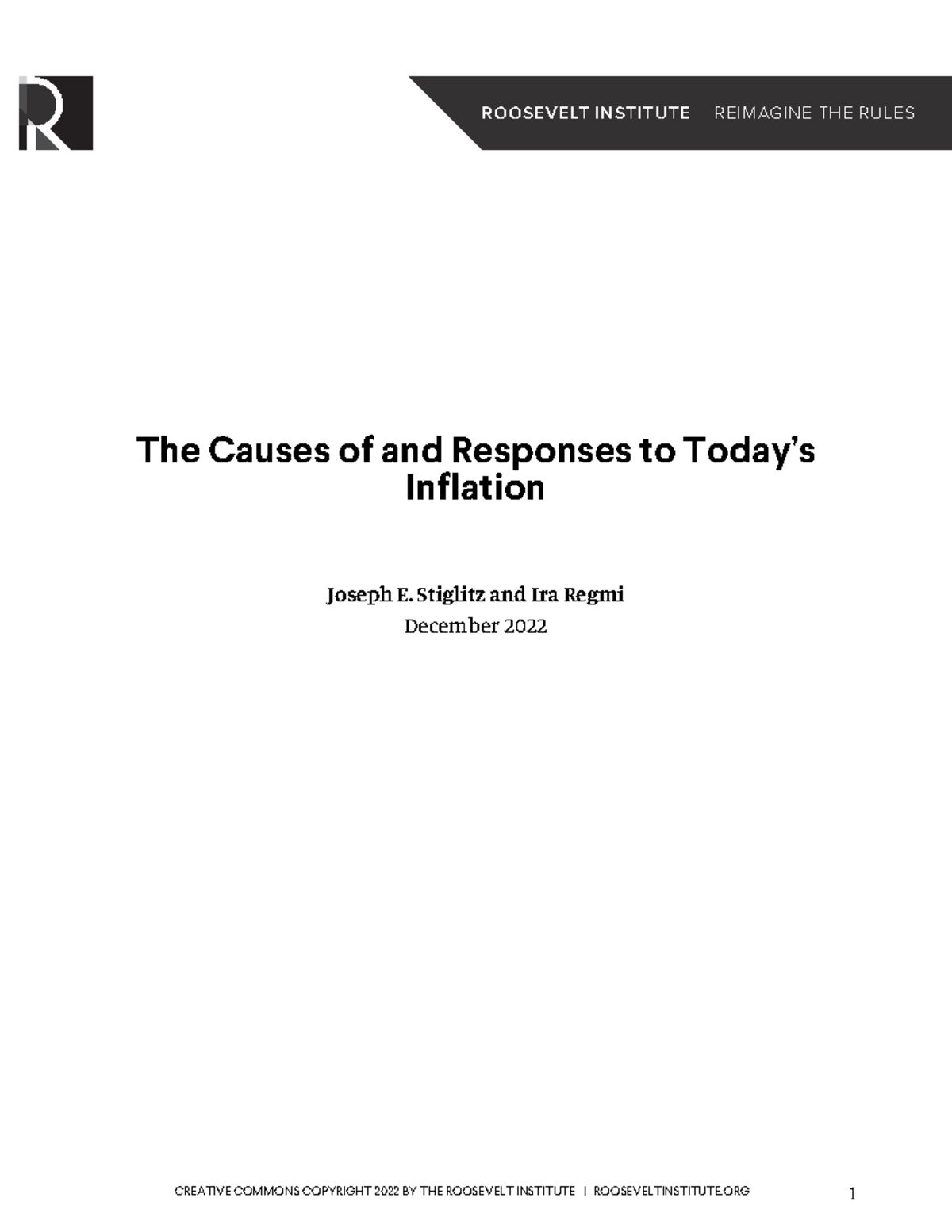 1. The Causes of and Responses to Today’s Inflation author Joseph E. Stiglitz, Ira Regmi The