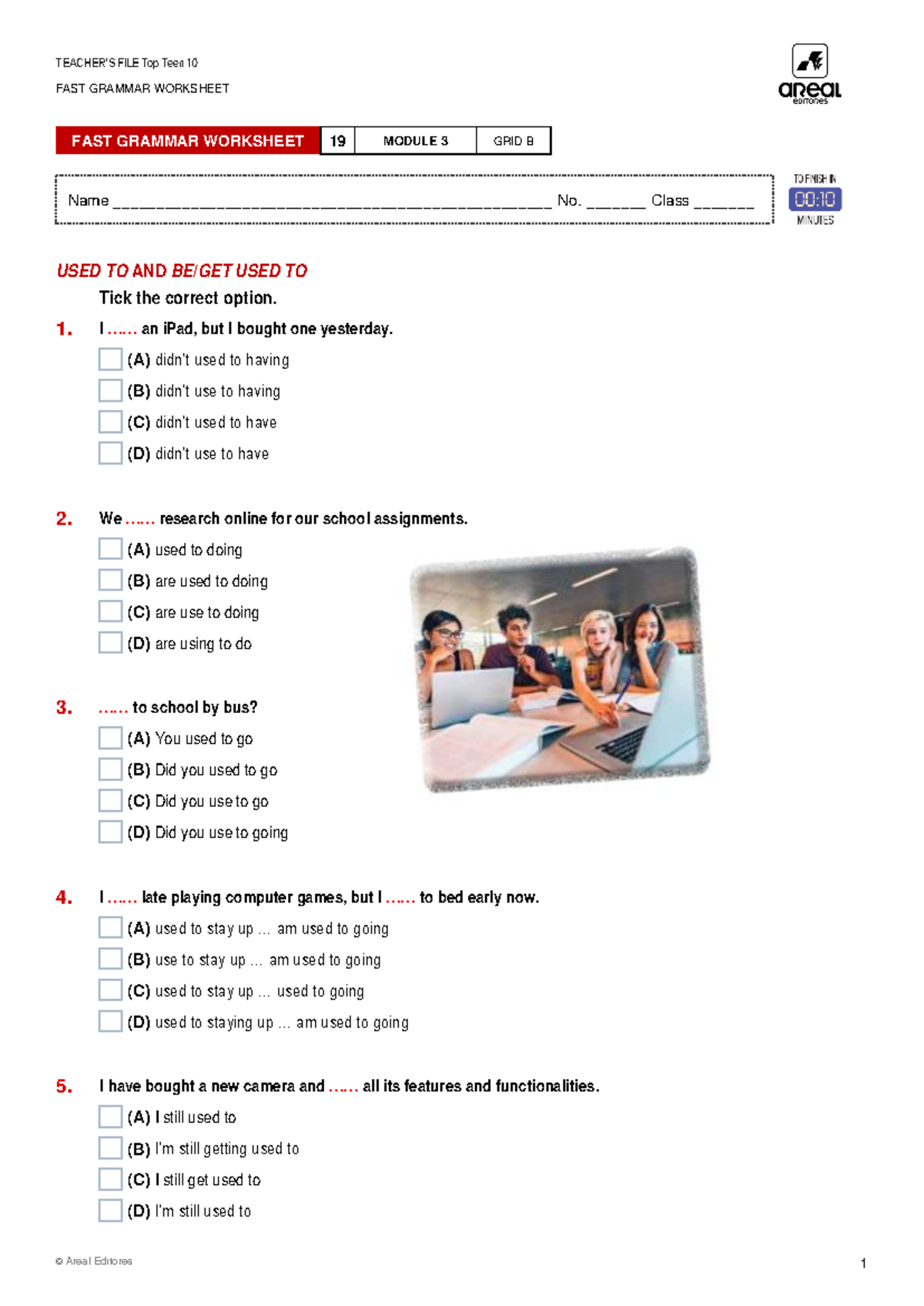 Used to fast grammar worksheet - TEACHER’S FILE Top Teen 10 FAST ...