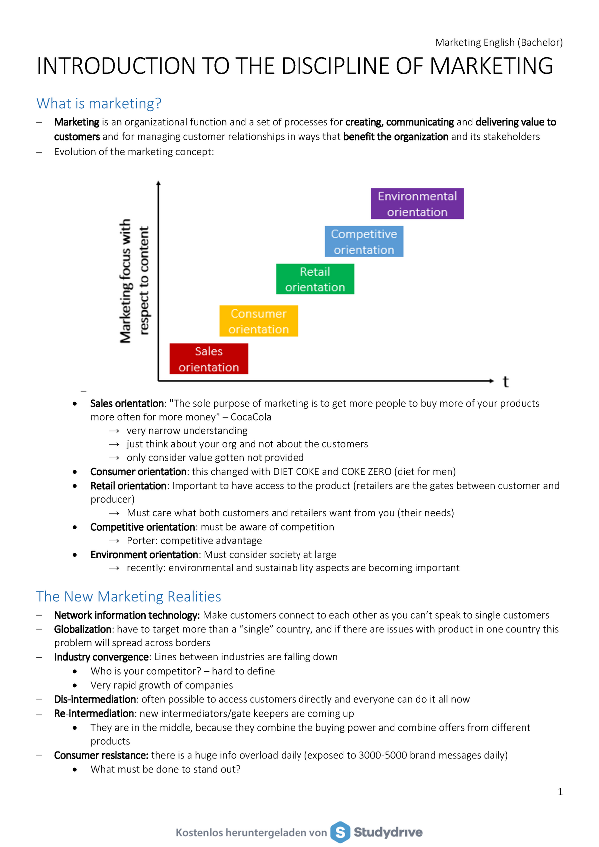 Marketing Notes English - Marketing English (Bachelor) INTRODUCTION TO ...