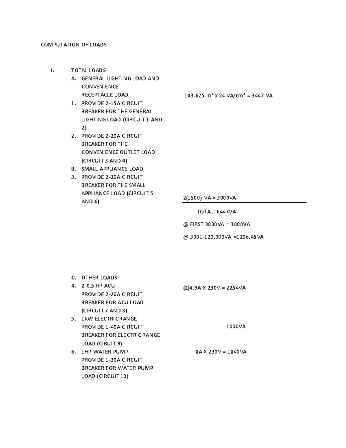 Computation OF Loads 150 COMPUTATION OF LOADS I. TOTAL LOADS A