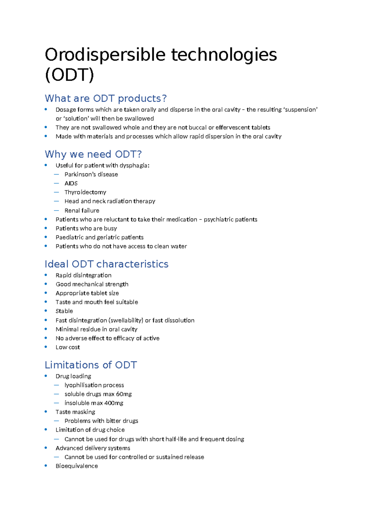 Notes 05a - Orodispersible technologies - Orodispersible technologies ...