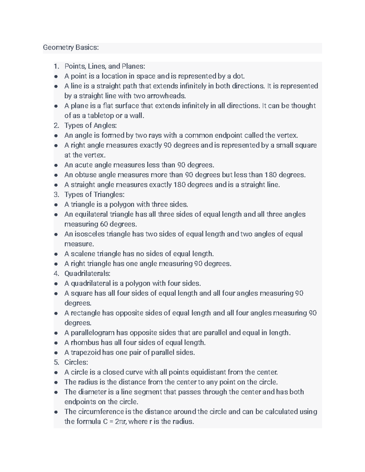 Geometry Basics - Geometry Basics: Points, Lines, and Planes: A point ...