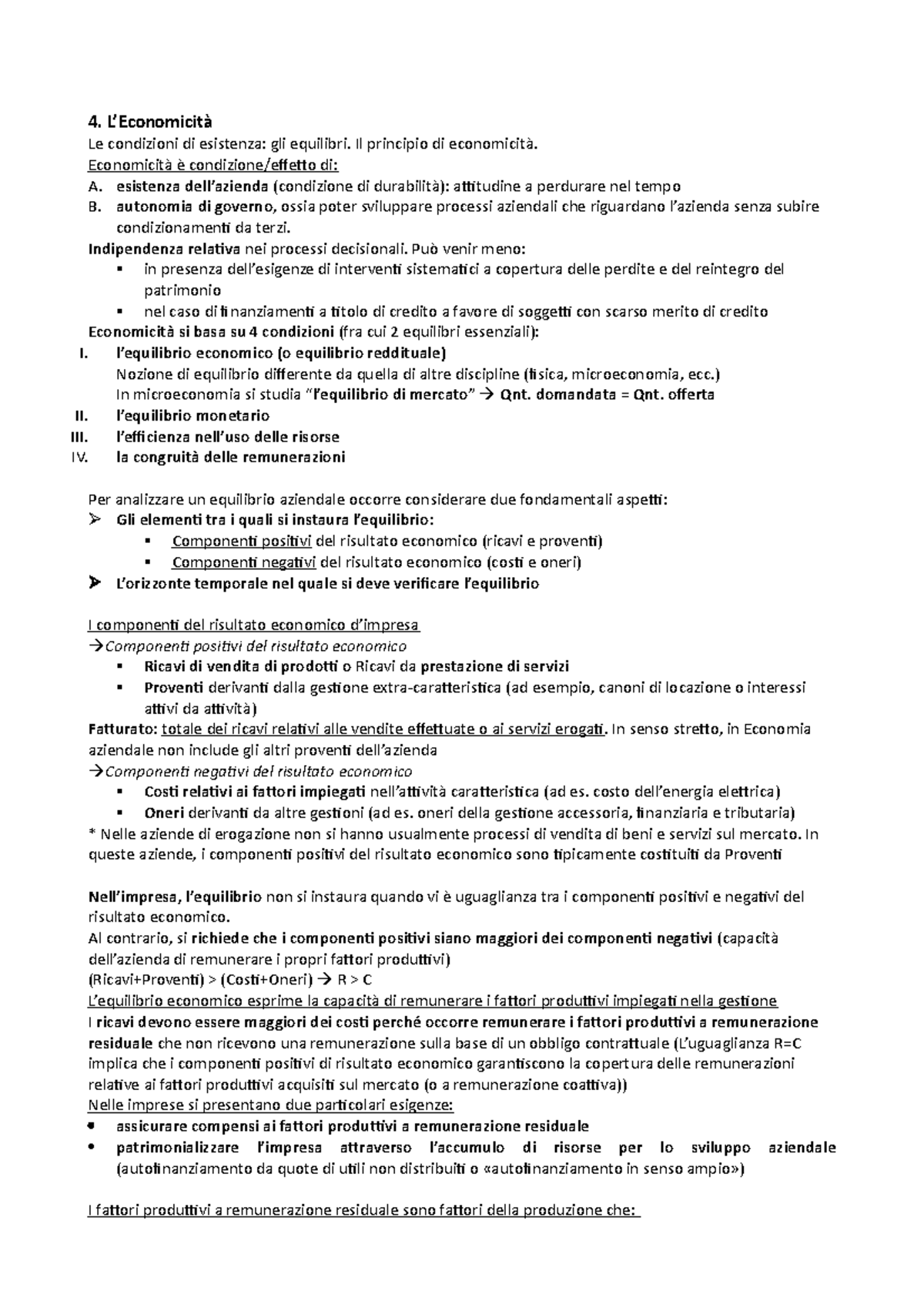 4. Economicità come principio e come obiettivo - 4. L’Economicità Le ...