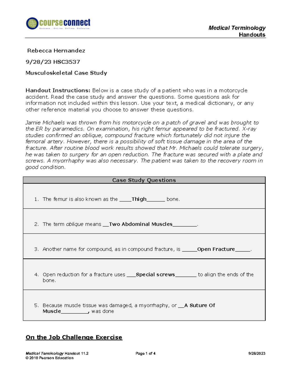 Assignment 2 Ortho & Urology Case Studies Handouts Medical