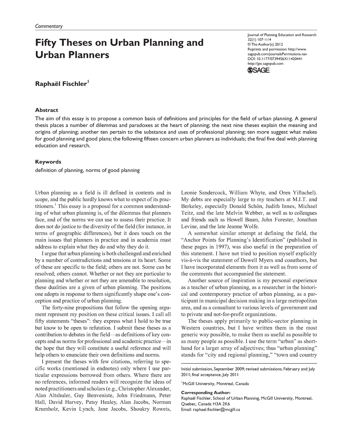 journal of planning education and research