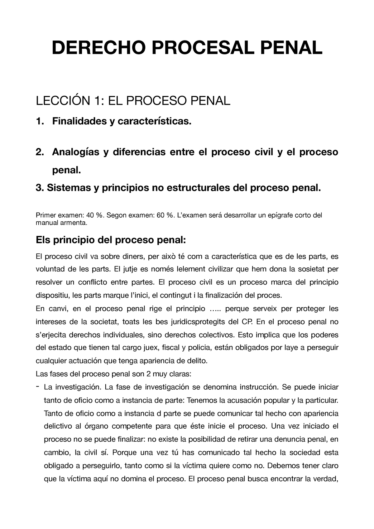 Derecho Procesal Penal - DERECHO PROCESAL PENAL LECCIÓN 1: EL PROCESO ...