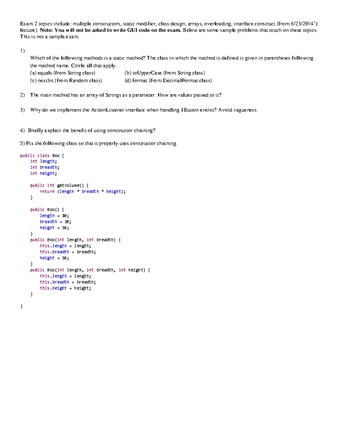 Exam+2+Practice+Questions - Exam 2 topics include: multiple ...