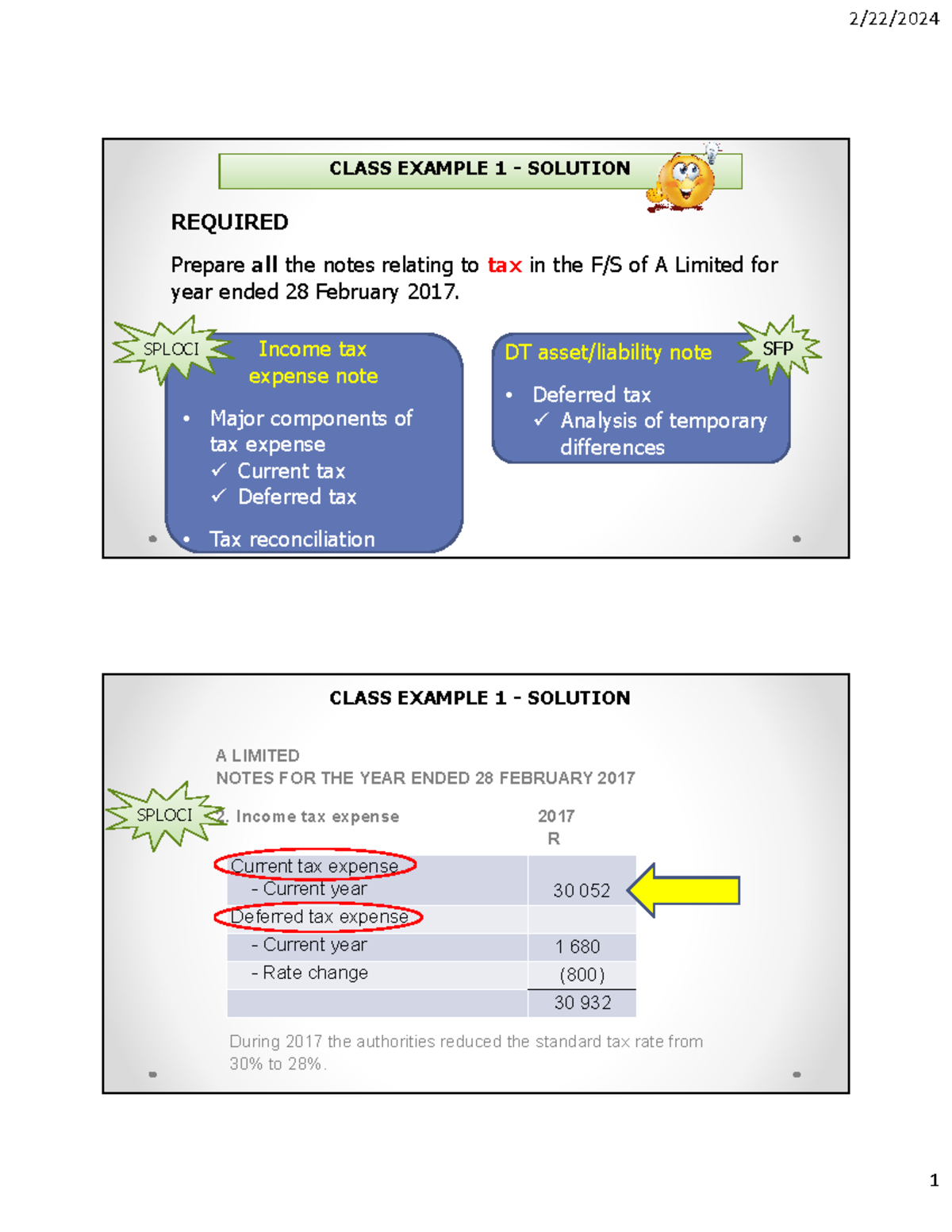 6b IAS 12 Income Taxes - Lecture 6 Class example 1 slides 2024 - CLASS ...