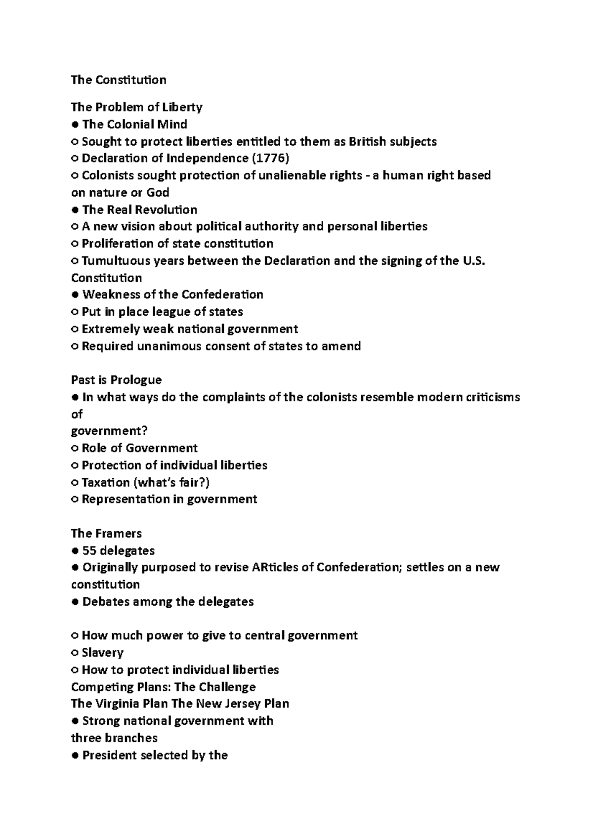 Chapter 2 covers the constitution - The Constitution The Problem of ...