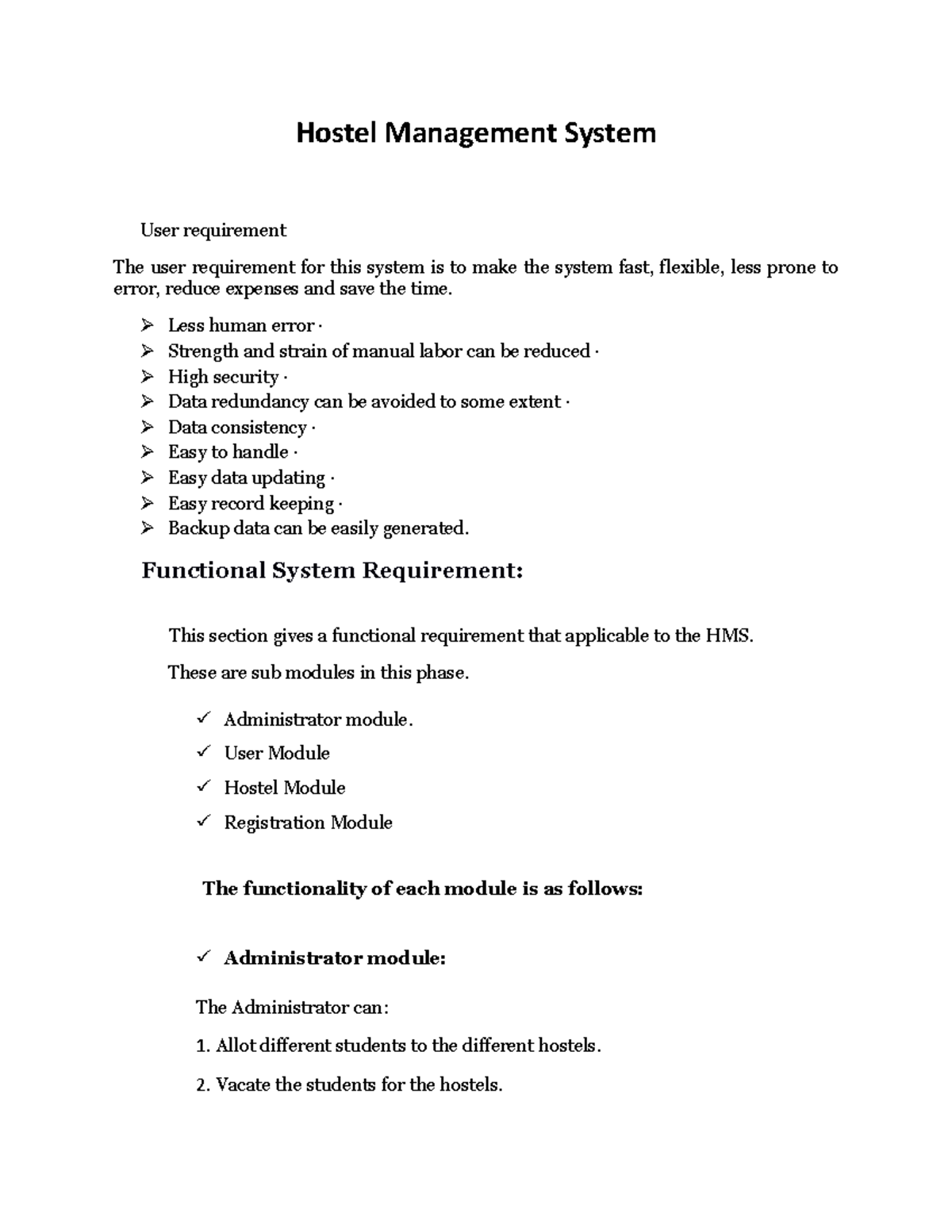 Hostel Management System - Less human error · Strength and strain of ...