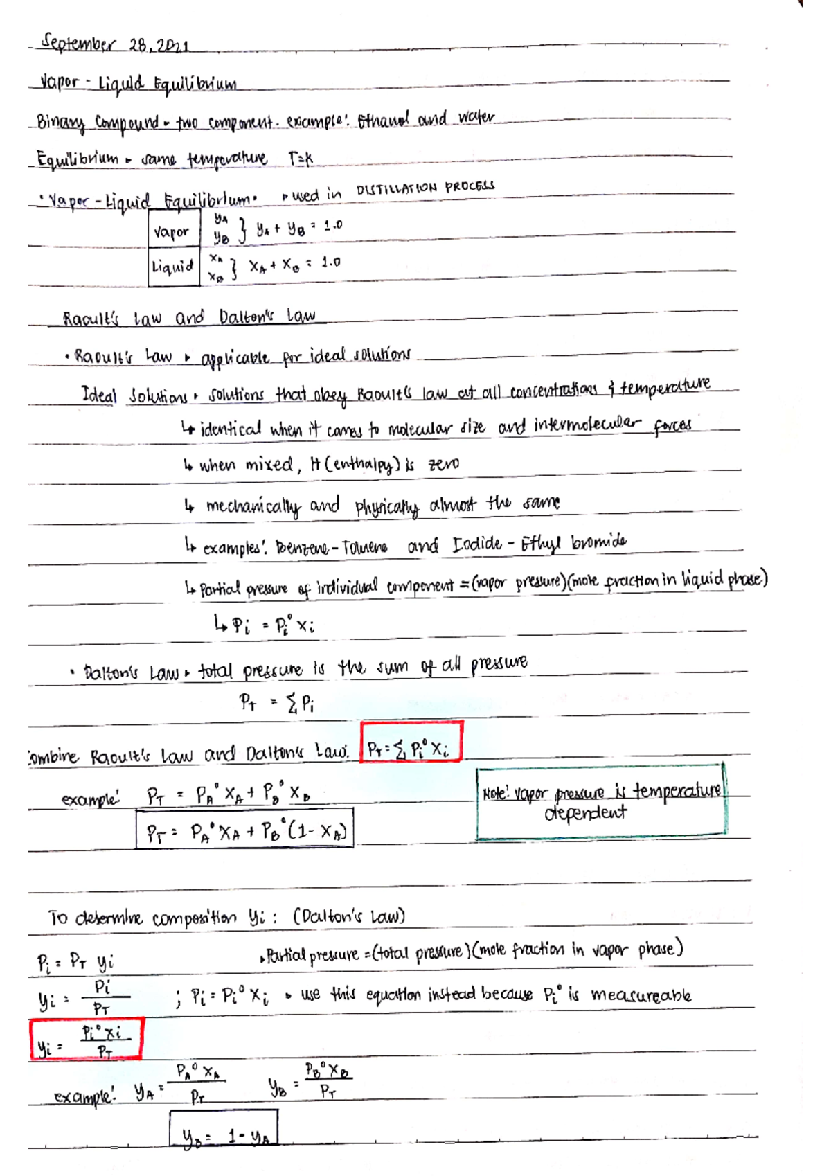 Vapor Liquid Equilibrium notes - Che Thermodynamics 1 - Studocu