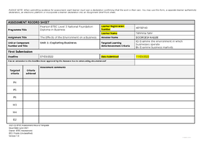 Btec-assessment-record-template - Assignment 2 - declaration, an ...