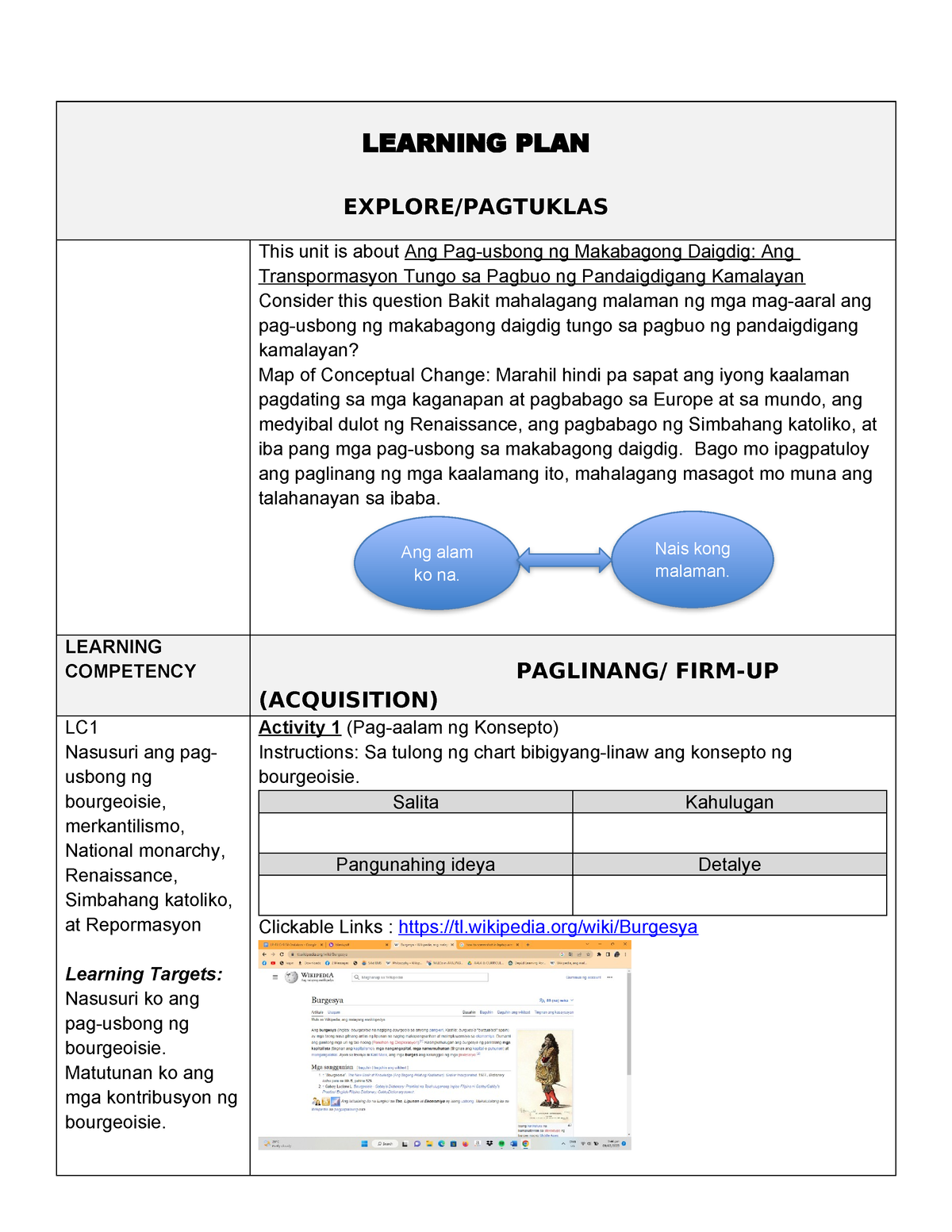 Learning PLAN Grade 8-3RD Q - LEARNING PLAN EXPLORE/PAGTUKLAS This Unit ...