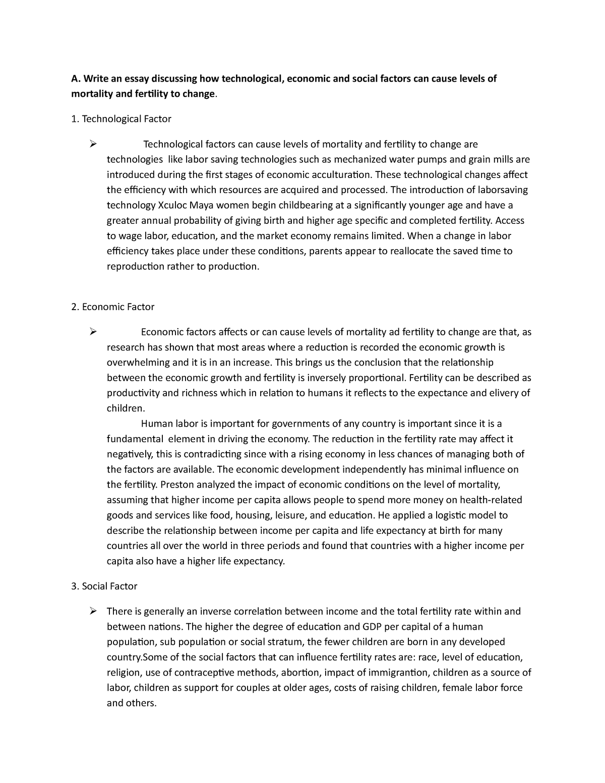 essay on economic and technology