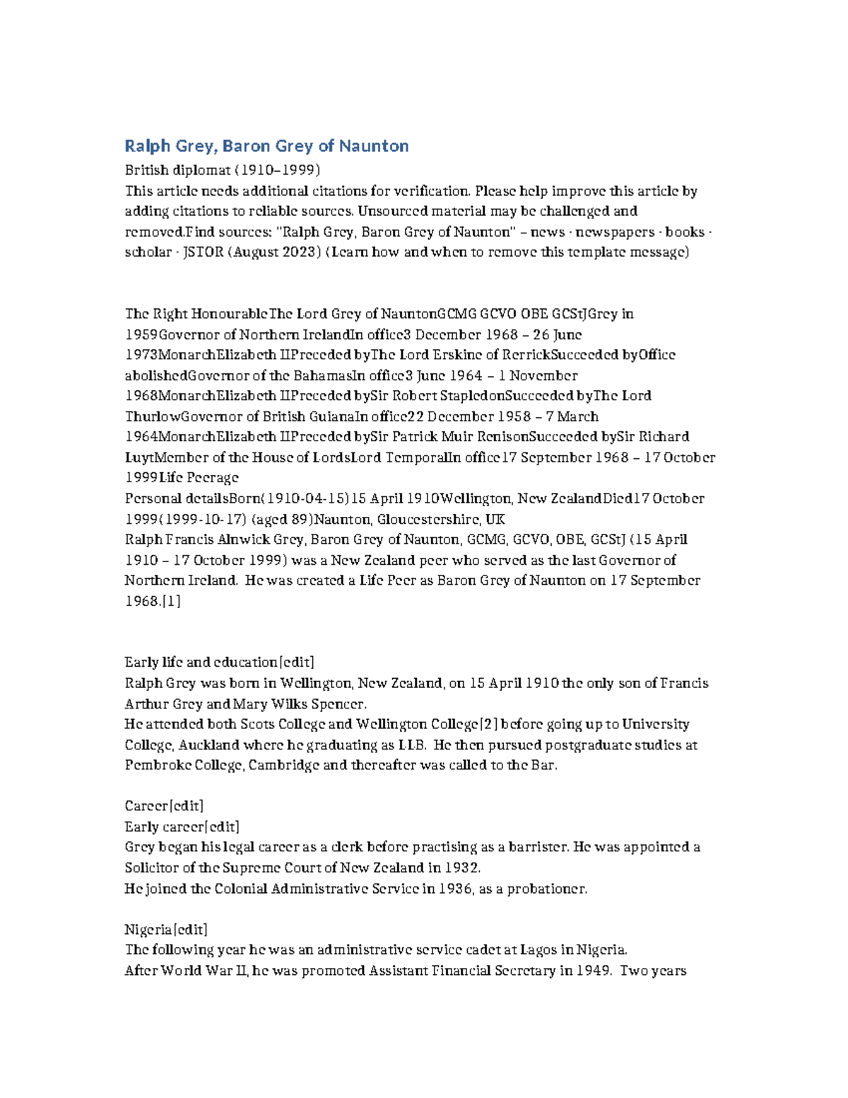File3 - practice - Ralph Grey, Baron Grey of Naunton British diplomat ...