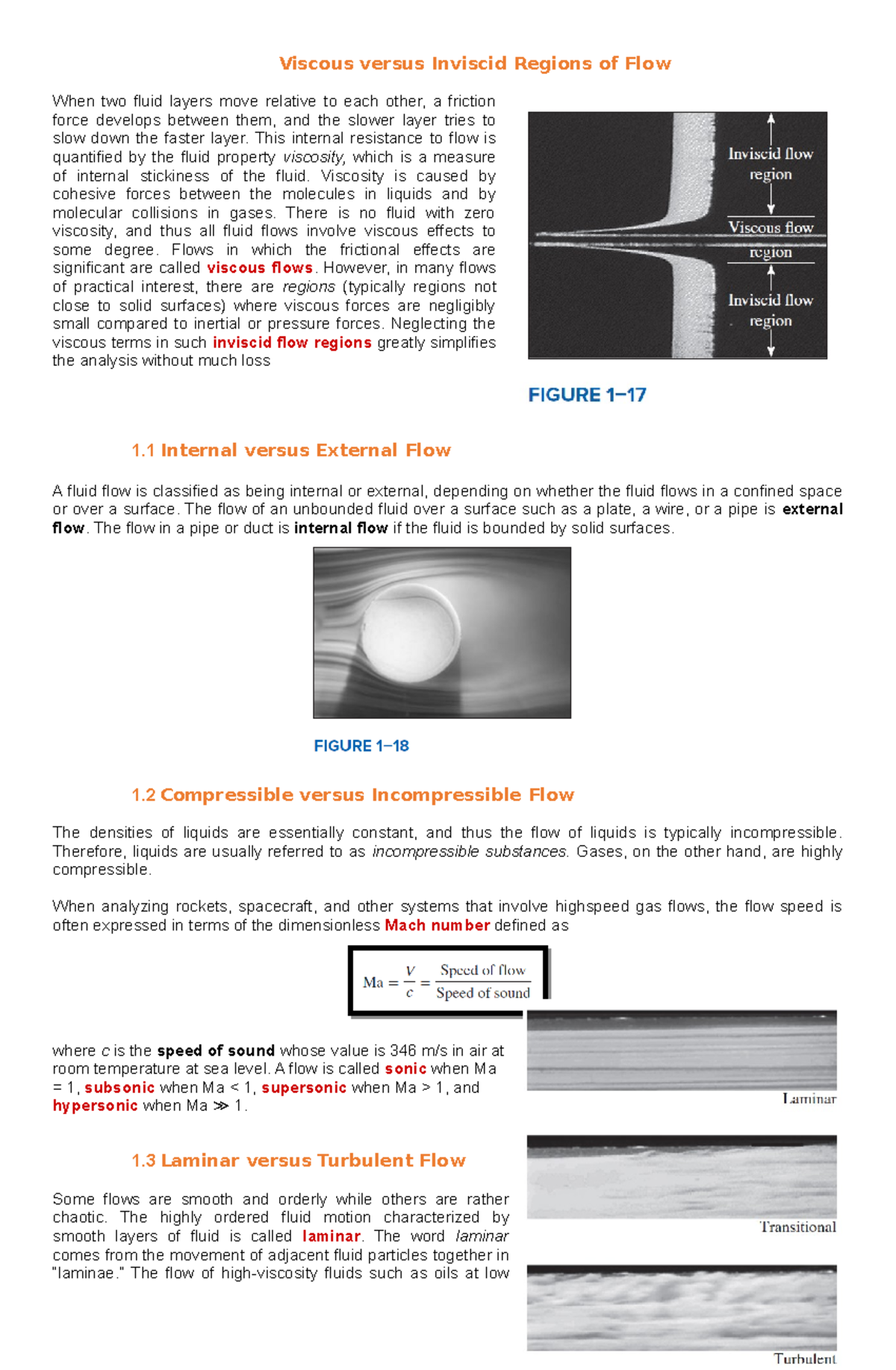 Viscous versus Inviscid Regions of Flow This internal resistance to