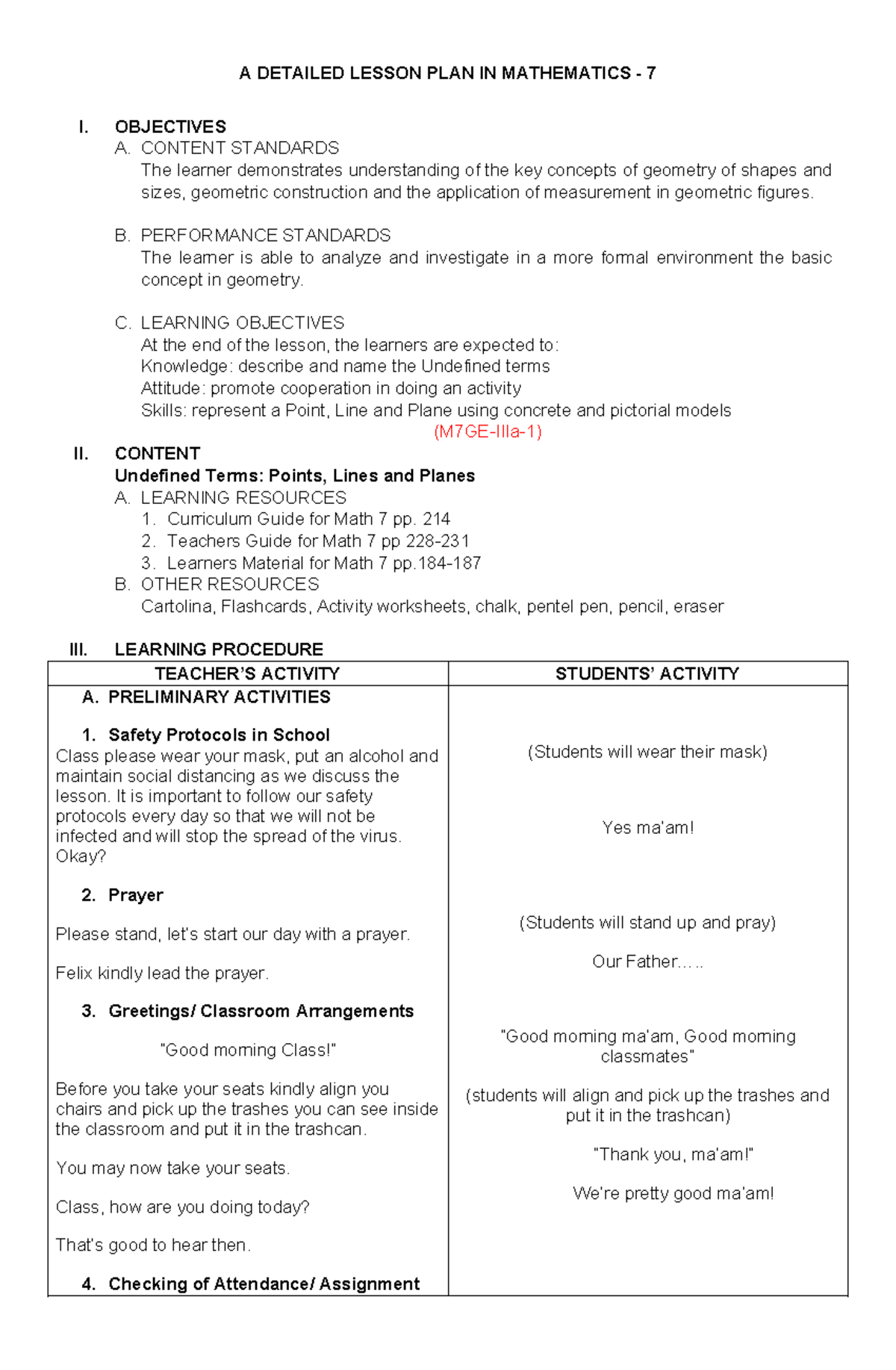 Lp for mathematics 7 - A DETAILED LESSON PLAN IN MATHEMATICS - 7 I ...
