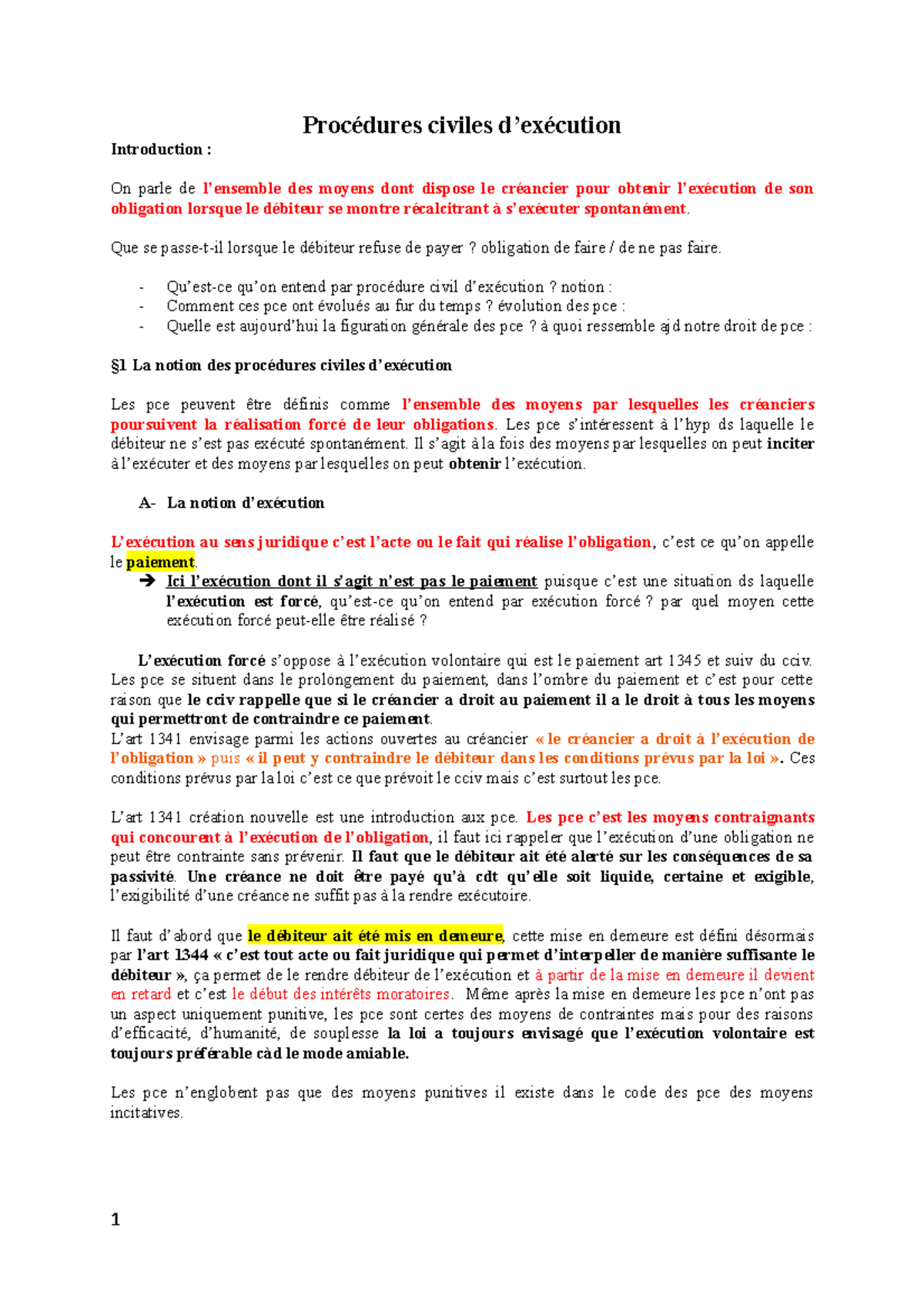 Procédures civiles d'exécution cours J.L Droit civil UT Capitole Studocu