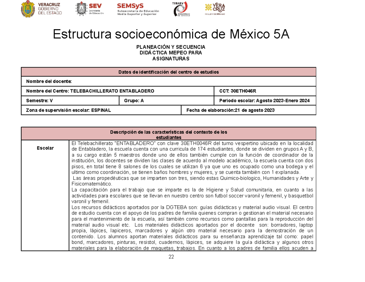 Estructura socioeconómica de México 5A - Estructura socioeconómica de