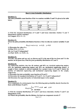 Sheet 4 Questions Discrete Random Variables Probabilities And Sheet 4 Questions Discrete Random Variables Probabilities And