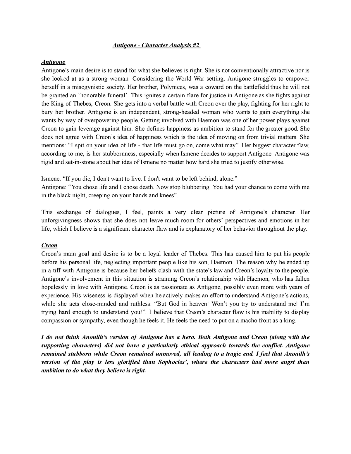 Analysis Of Antigone By Sophocles | PDF