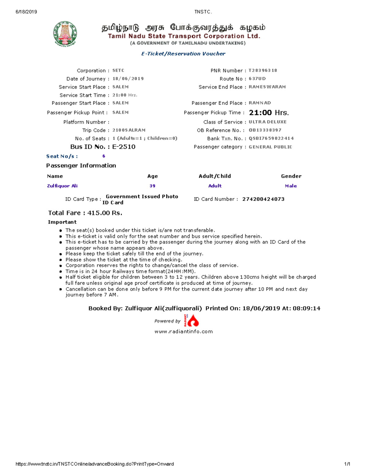 Tnstc 6/18/2019 TNSTC.