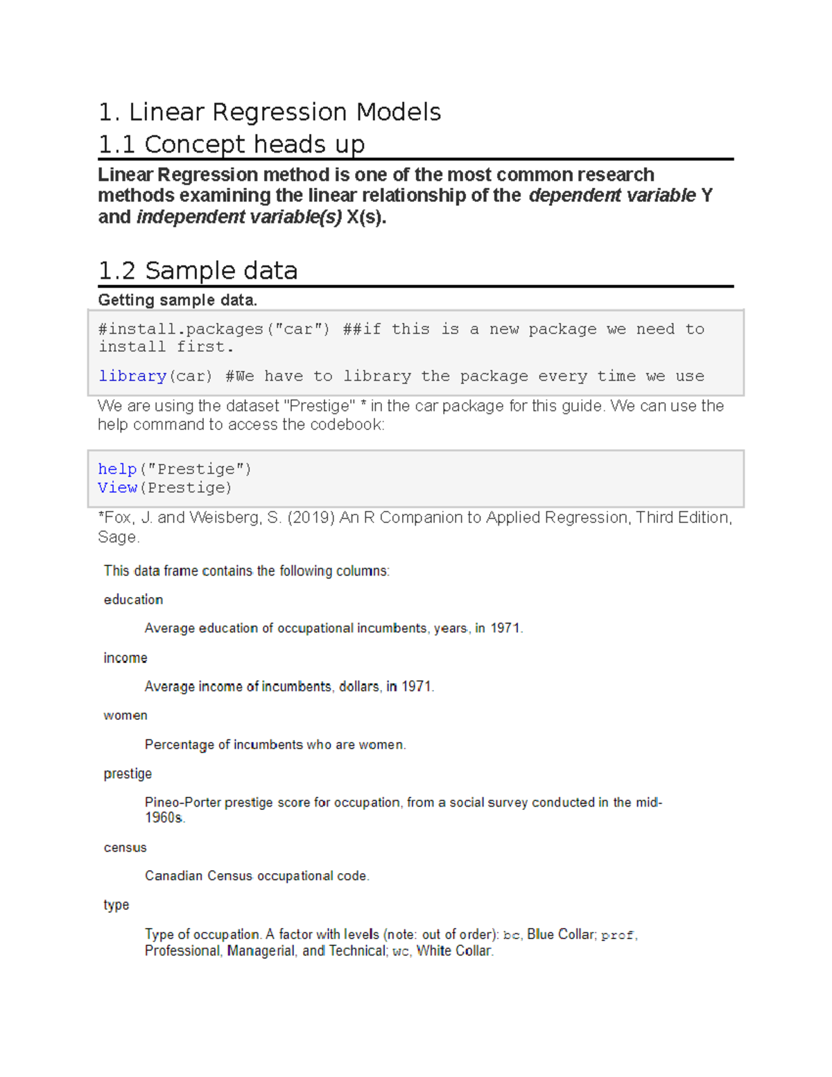 Linear Regression Models - 1. Linear Regression Models 1 Concept heads ...