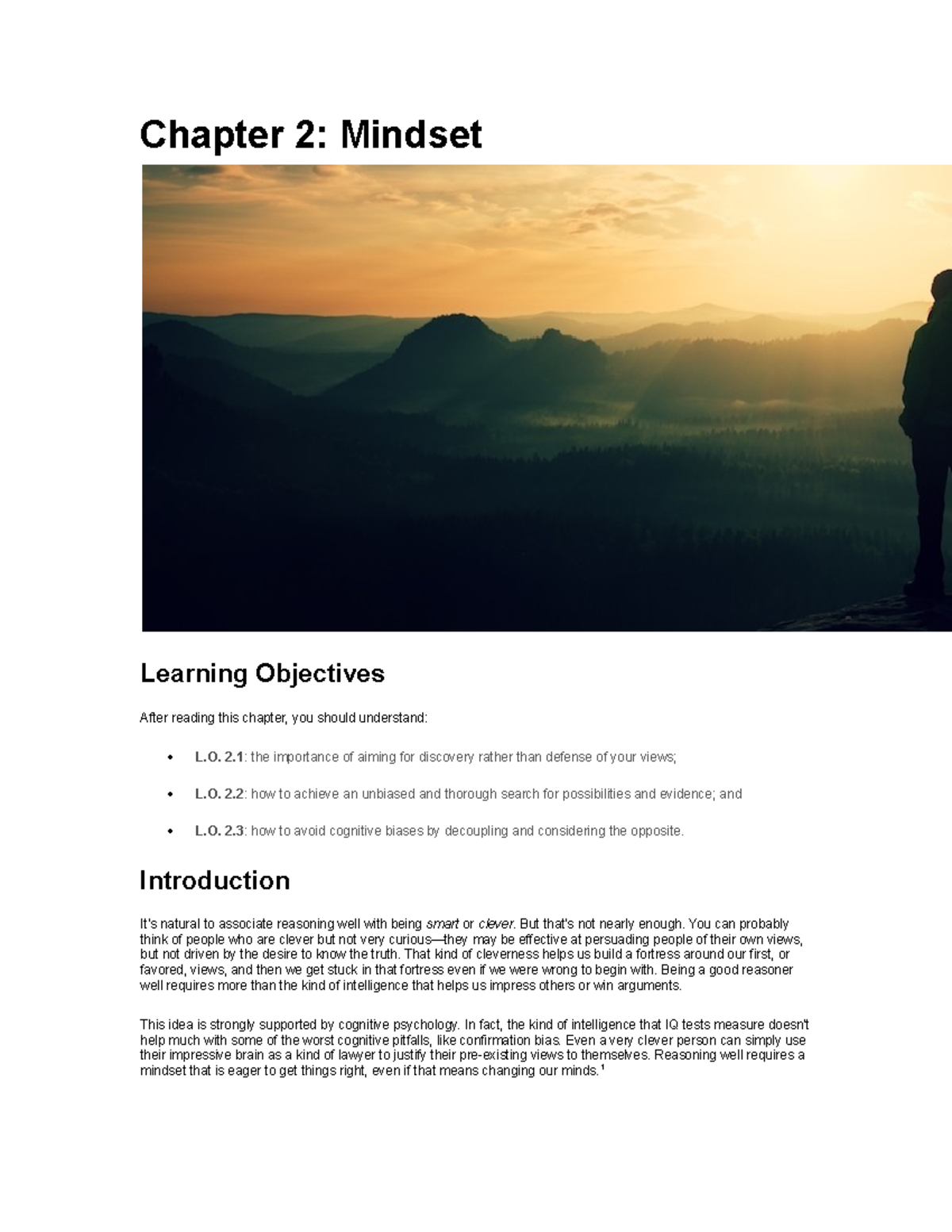 Chapter 2 - new - Chapter 2: Mindset Learning Objectives After reading ...