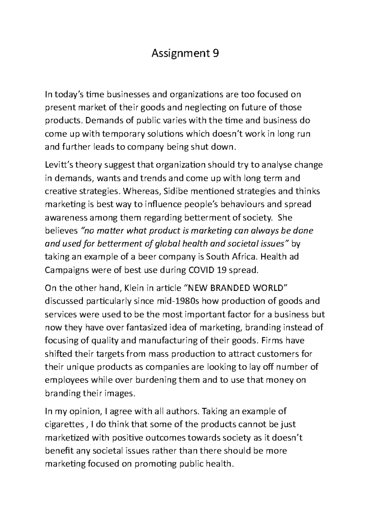Assignment 9 adms 1010 - Assignment 9 In today’s time businesses and ...