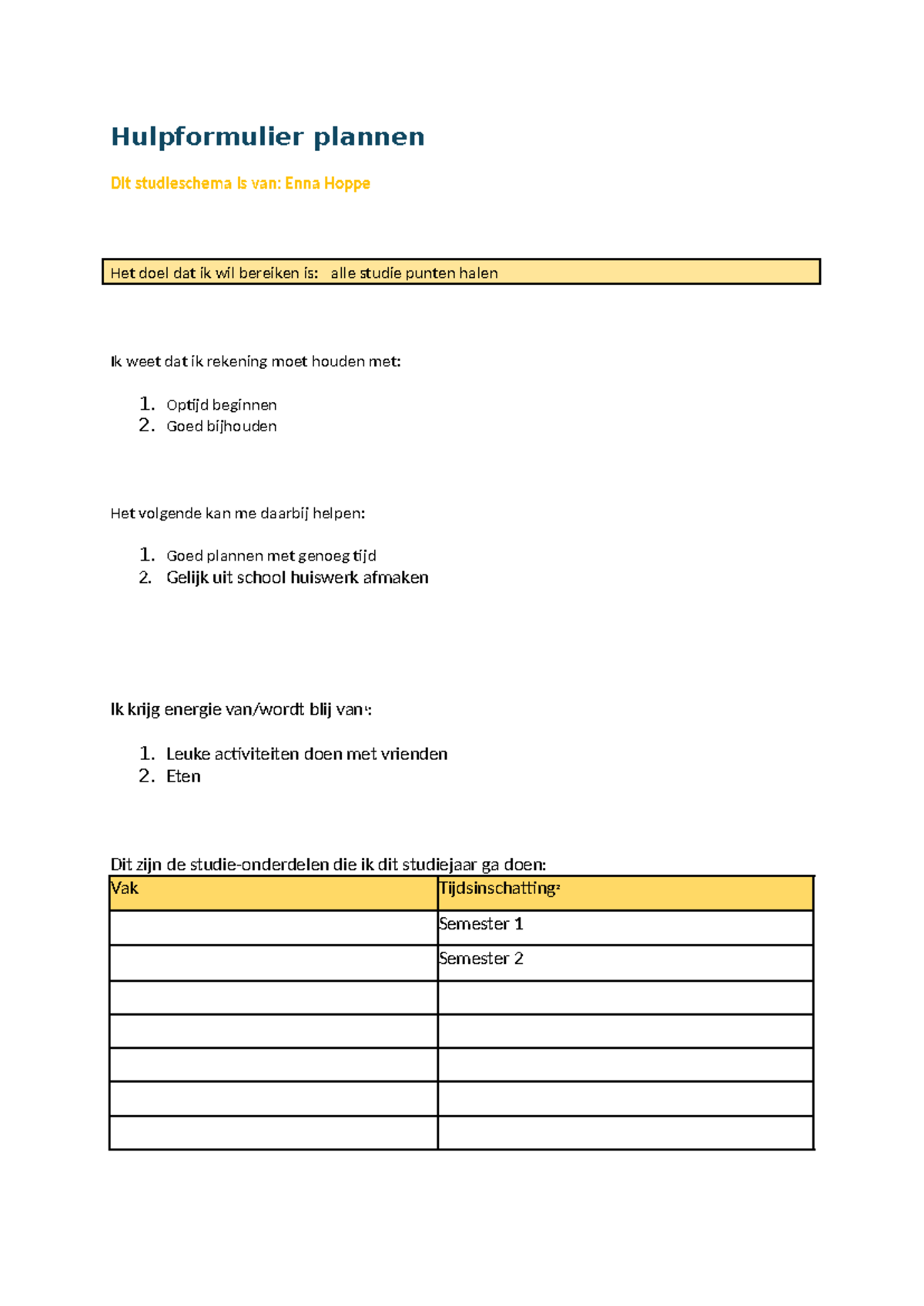 Formulieren voorbereiding mijn pi - Hulpformulier plannen Dit ...