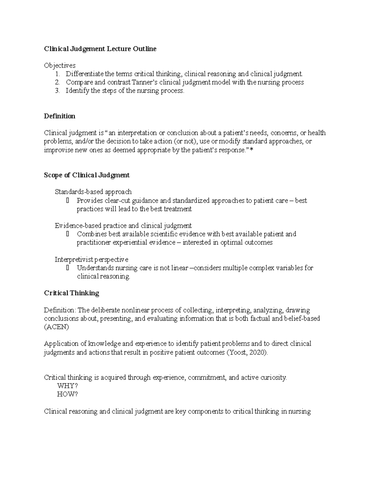 clinical-judgement-lesson-notes-clinical-judgement-lecture-outline