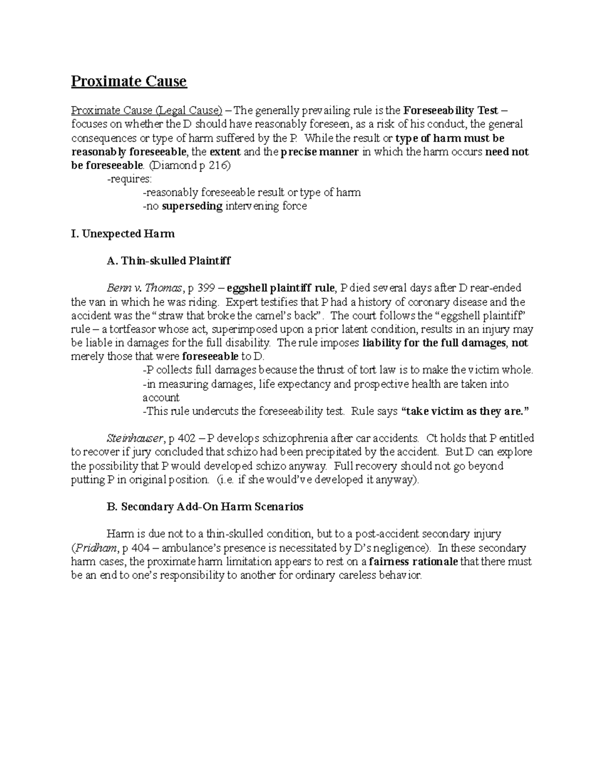 Torts Law Prof. Everett 3 Proximate Cause Proximate Cause (Legal