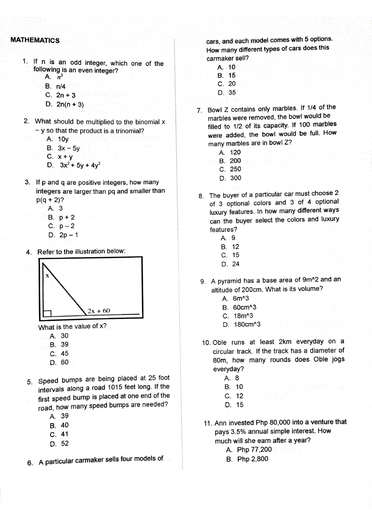 [CVSU] Mathematics - Reviewer for Entrance Exam - Basic Education in ...