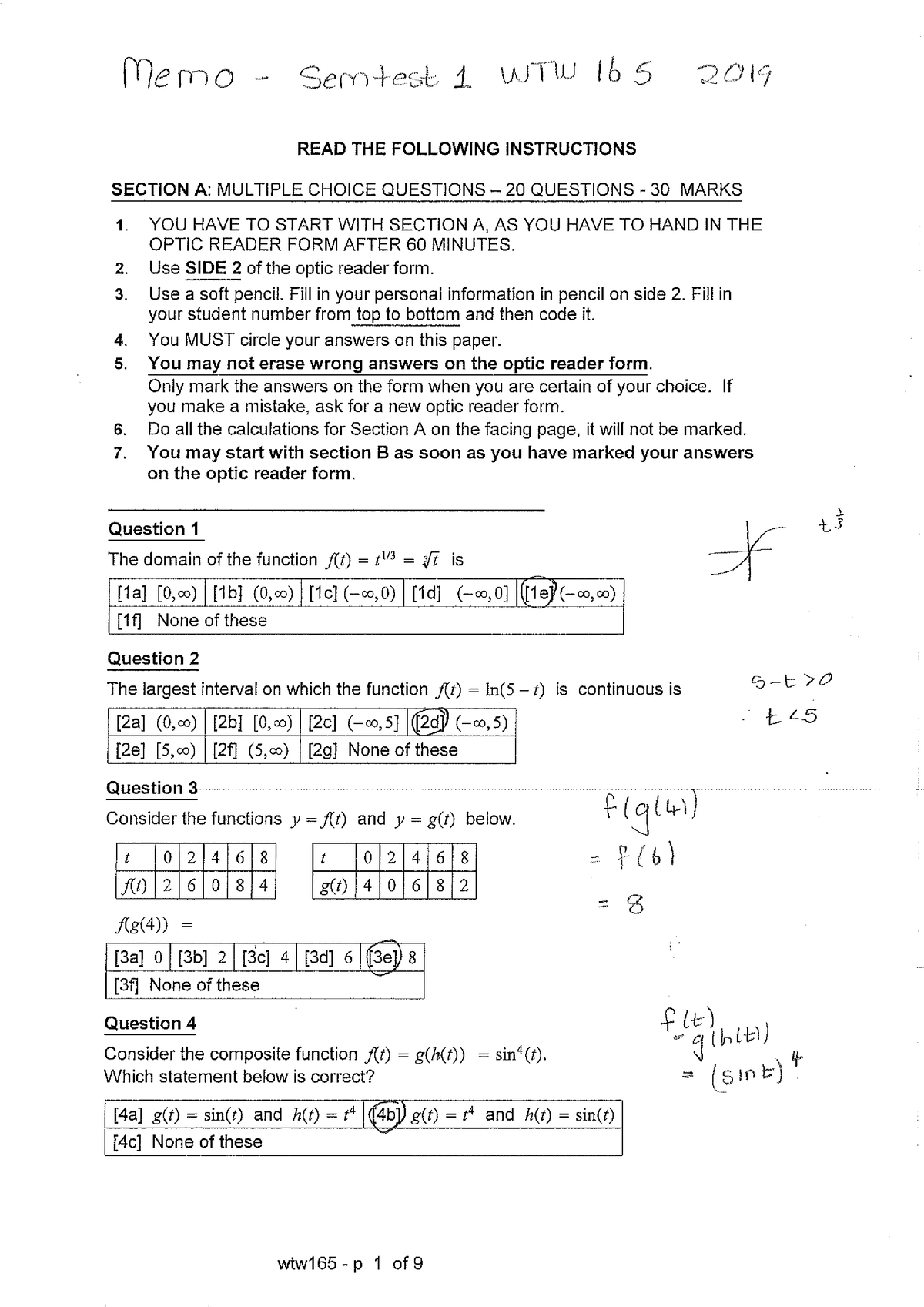 2019 Semester Test 1 Wtw 165 Wtw 165 Studocu