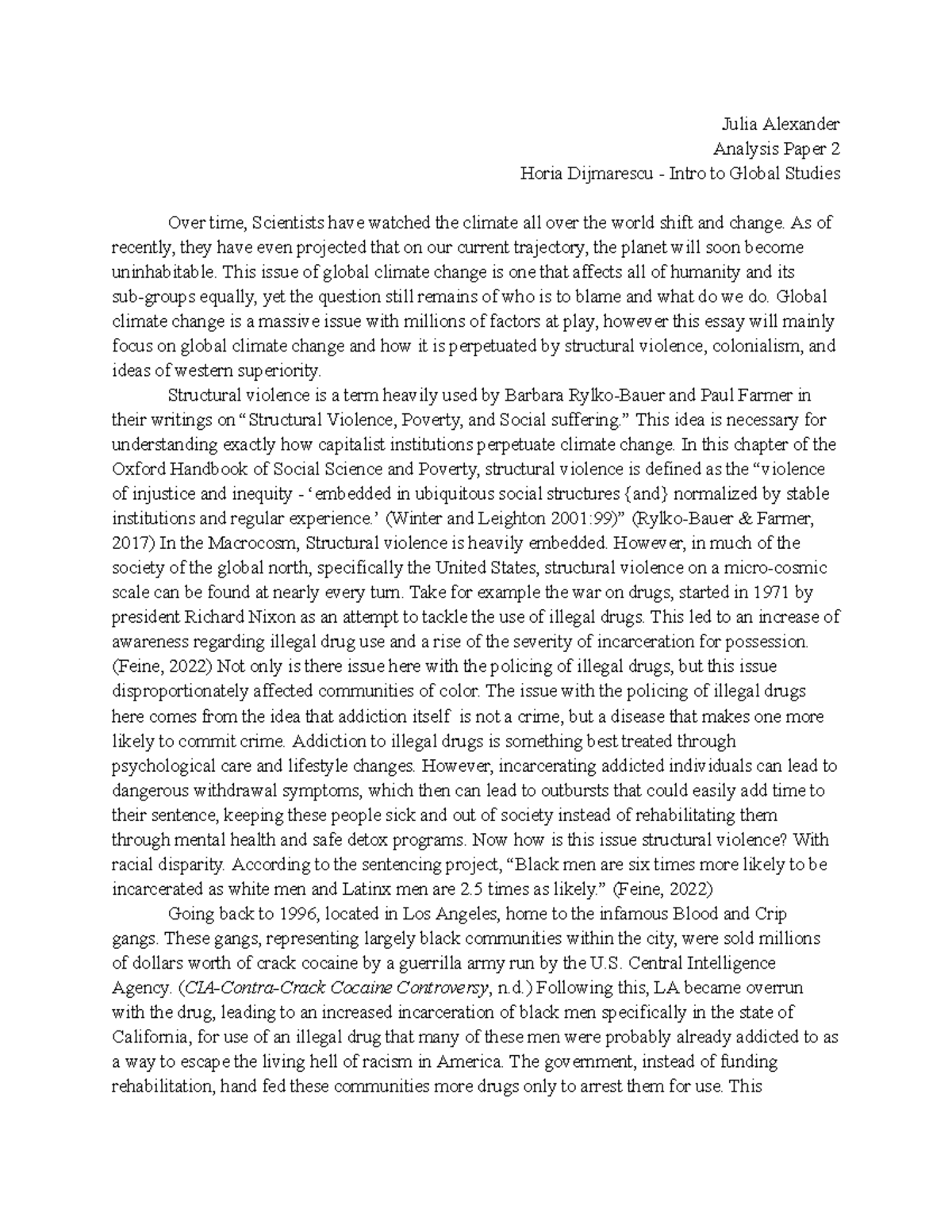 Analysis Paper 2 - Julia Alexander - Julia Alexander Analysis Paper 2 