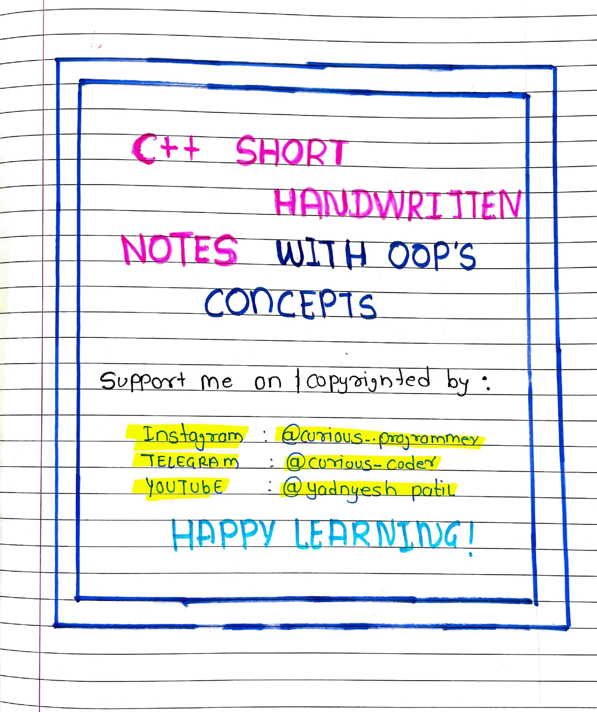 C++ Short Handwritten Notes - SHORT HANDWRI ITEN NOTES WITH CONCEPTS ...