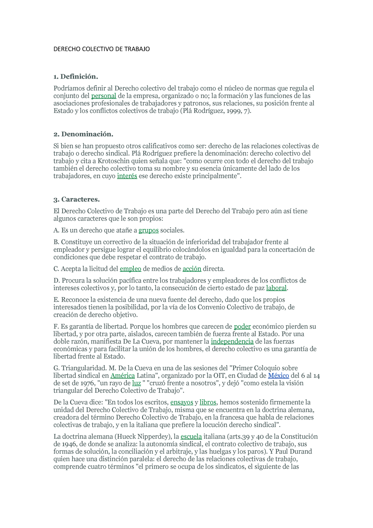 Derecho Colectivo De Trabajo Derecho Colectivo De Trabajo Definición Podríamos Definir Al 9380