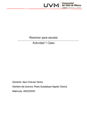 A2 VMM - Resolver Para Escalar, Actividad 2, Reporte - UNIVERSIDAD DEL ...