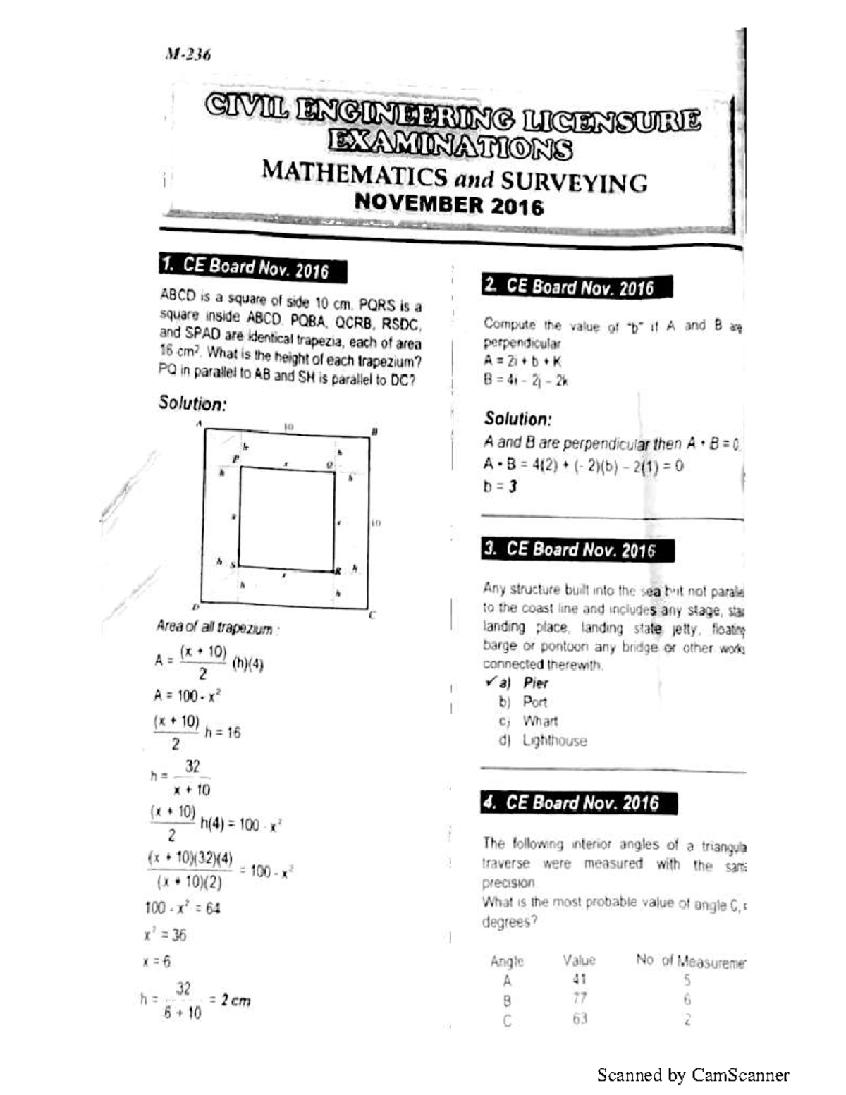 CE November 2016 Board Exams Civil Engineering Studocu