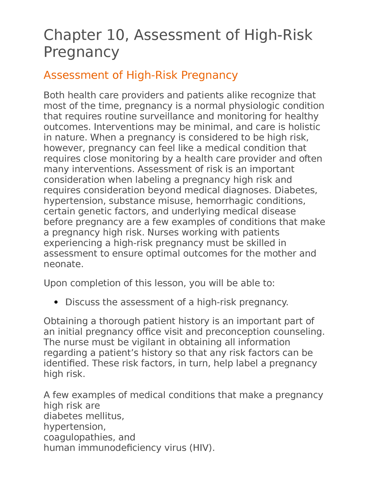 high risk pregnancy essay