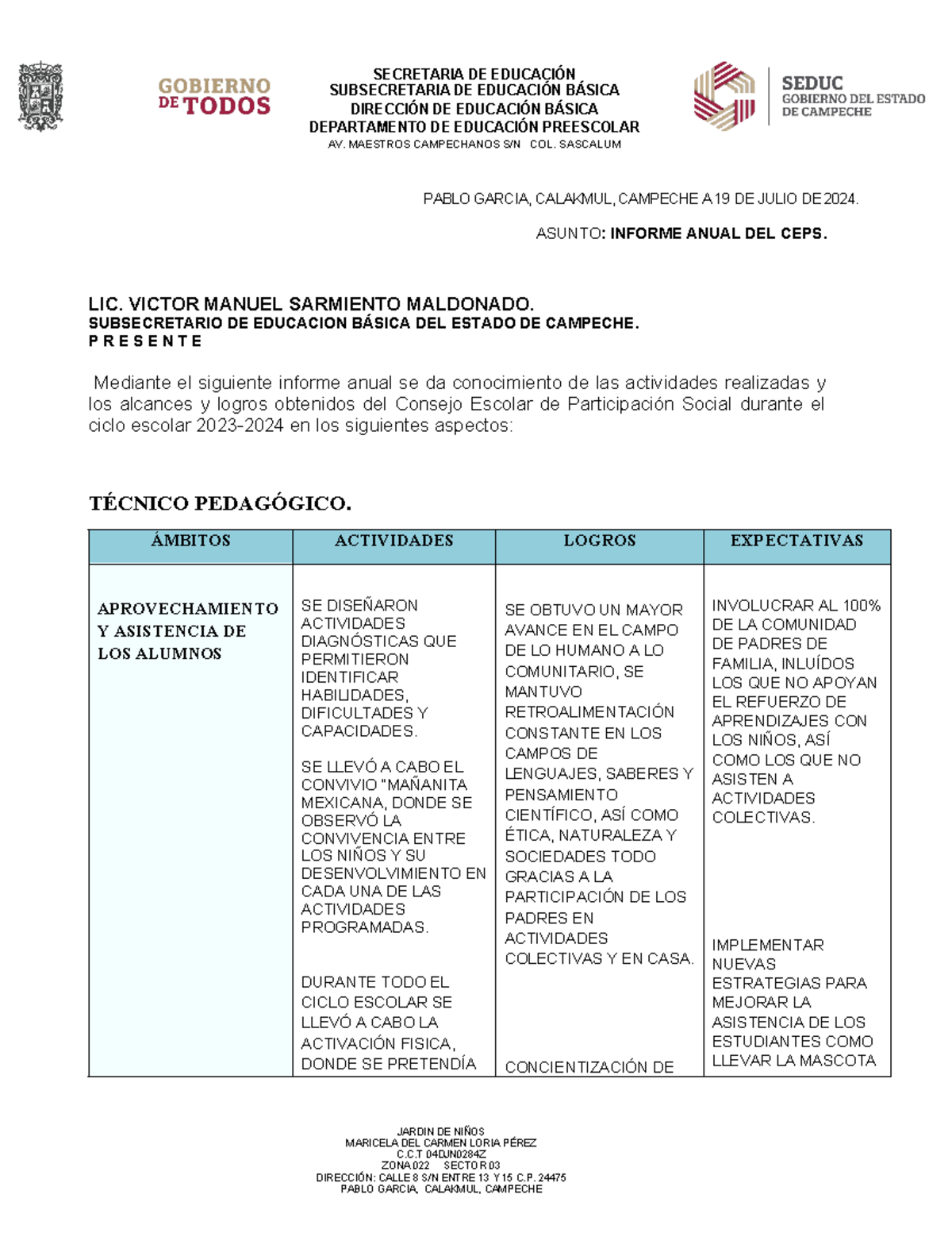 I Informe Final CEPS 23 24 - JARDIN DE NIÑOS MARICELA DEL CARMEN LORIA ...