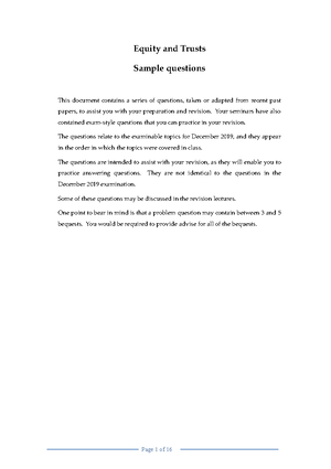 Topic 2 The three certainties - 381CLS: Equity & Trusts The three ...