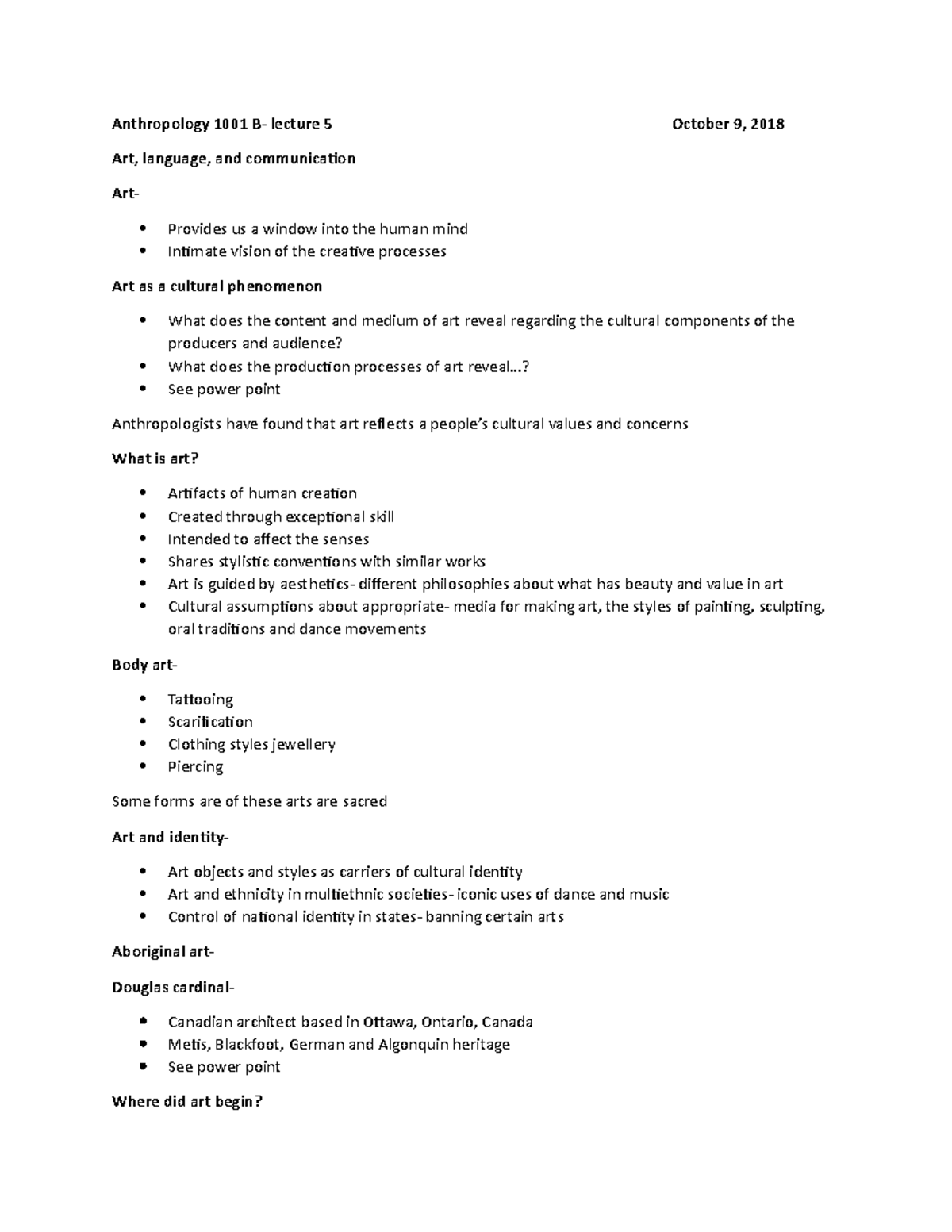 Lecture 5 Intro To Anthropology Anthropology 1001 B Lecture 5 Lecture 5 Intro To Anthropology Anthropology 1001 B Lecture 5