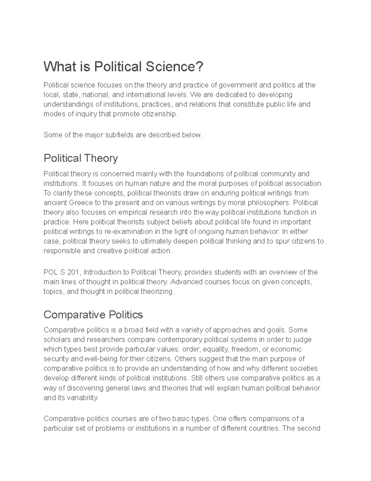 What is Political Science - What is Political Science? Political ...