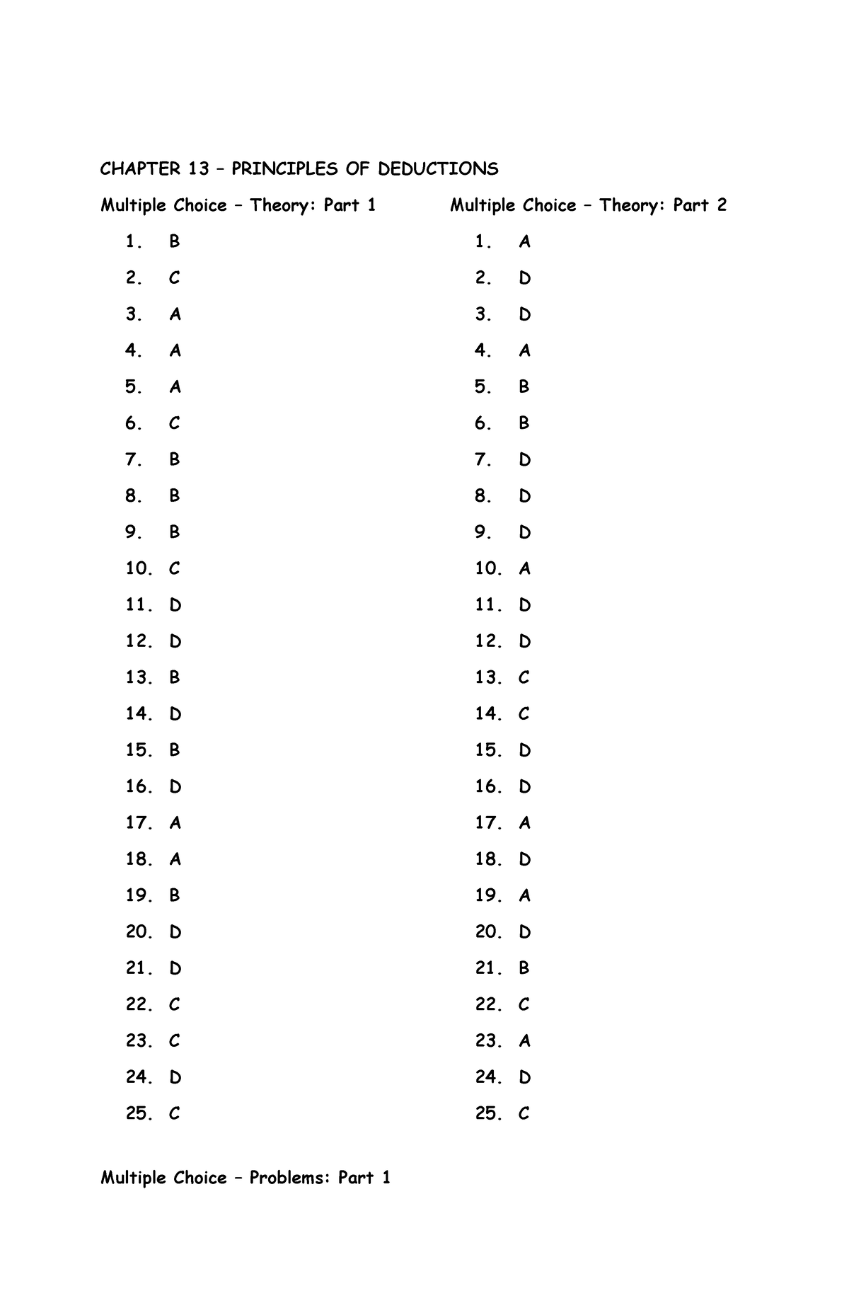 Tax chapter 13 answers - CHAPTER 13 – PRINCIPLES OF DEDUCTIONS Multiple ...