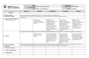 Grade 6 Dll Science 6 Q1 Week 1 - Grades 1 To 12 Daily Lesson Log 