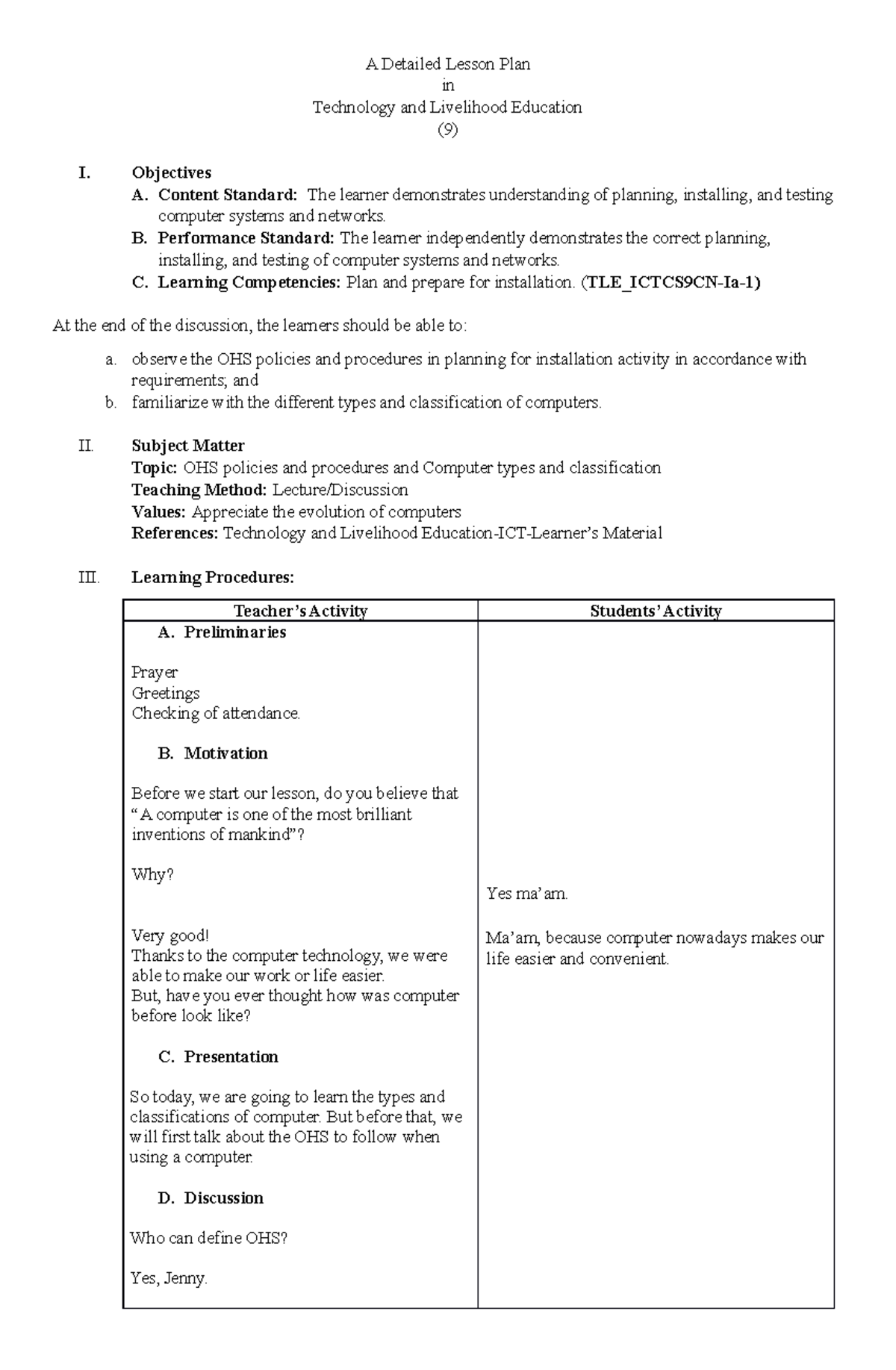 ICT 9-DLP week 4(Day 2) - lesson plan in ICT 9 - A Detailed Lesson Plan ...