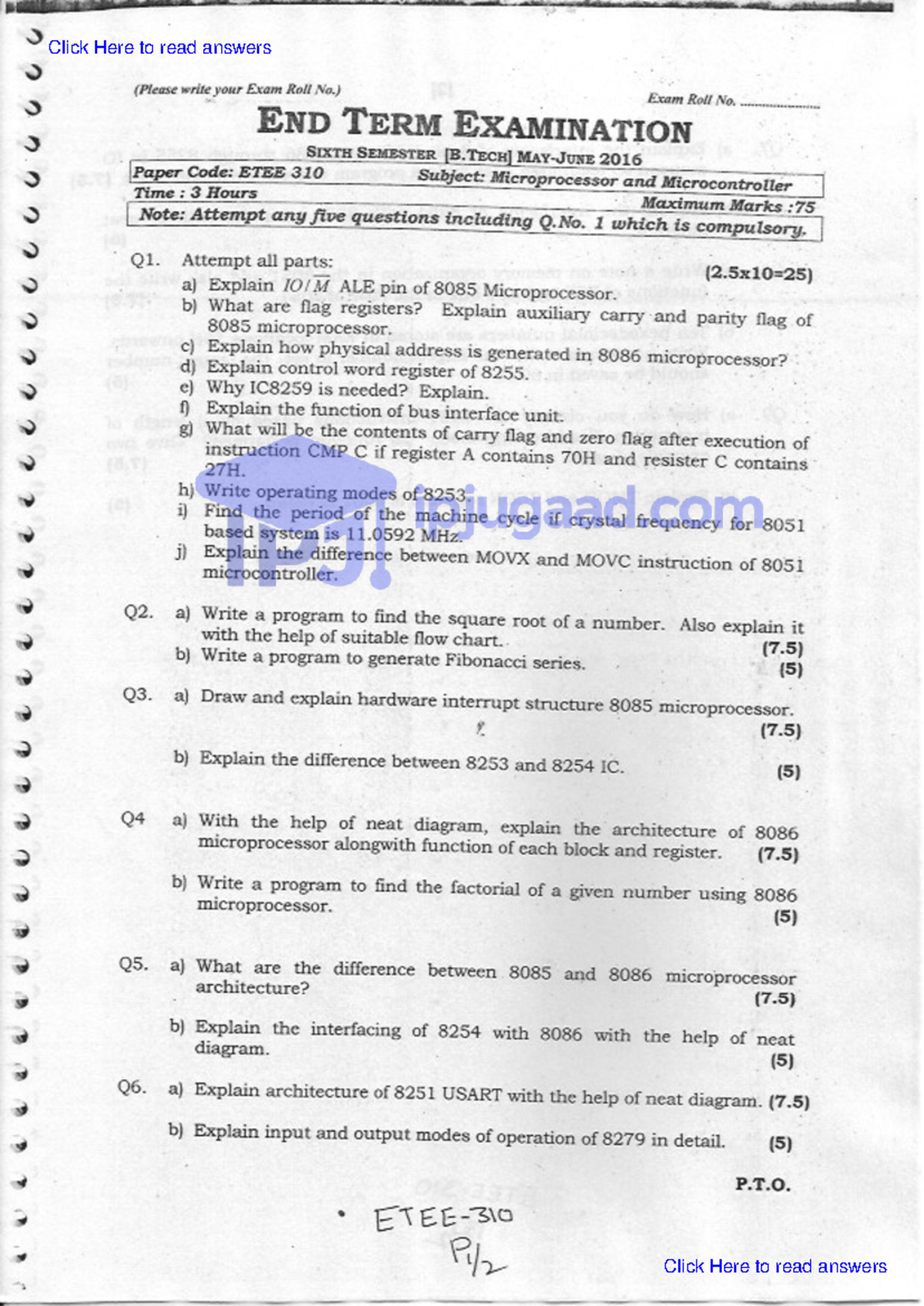 Ipjugaad b-tech-6th-sem-microprocessor-and-microcontroller-paper-2016 ...